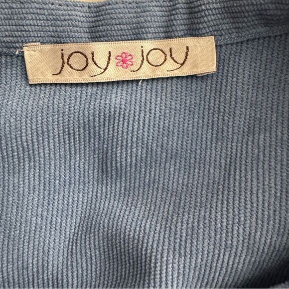 Joy Joy Blue Corduroy mini flounce dress w long puffy sleeves and a drop waist-S - Picture 6 of 15